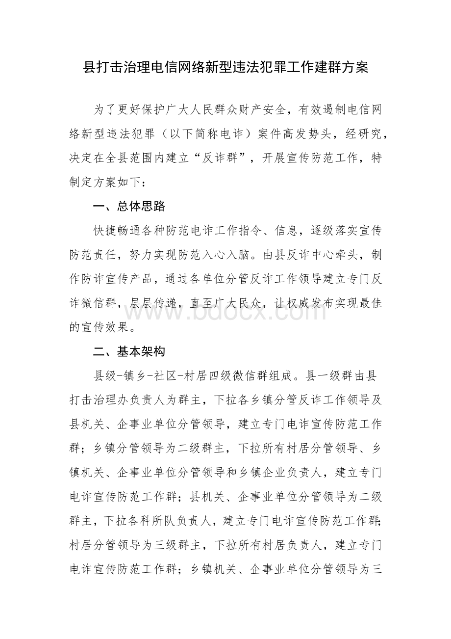 县打击治理电信网络新型违法犯罪工作建群方案Word格式.docx_第1页