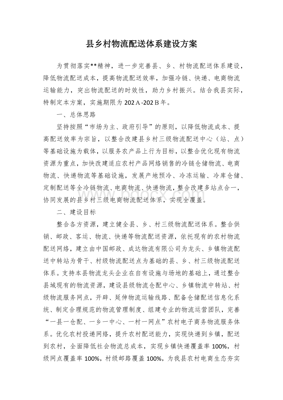 县乡村物流配送体系建设方案.docx