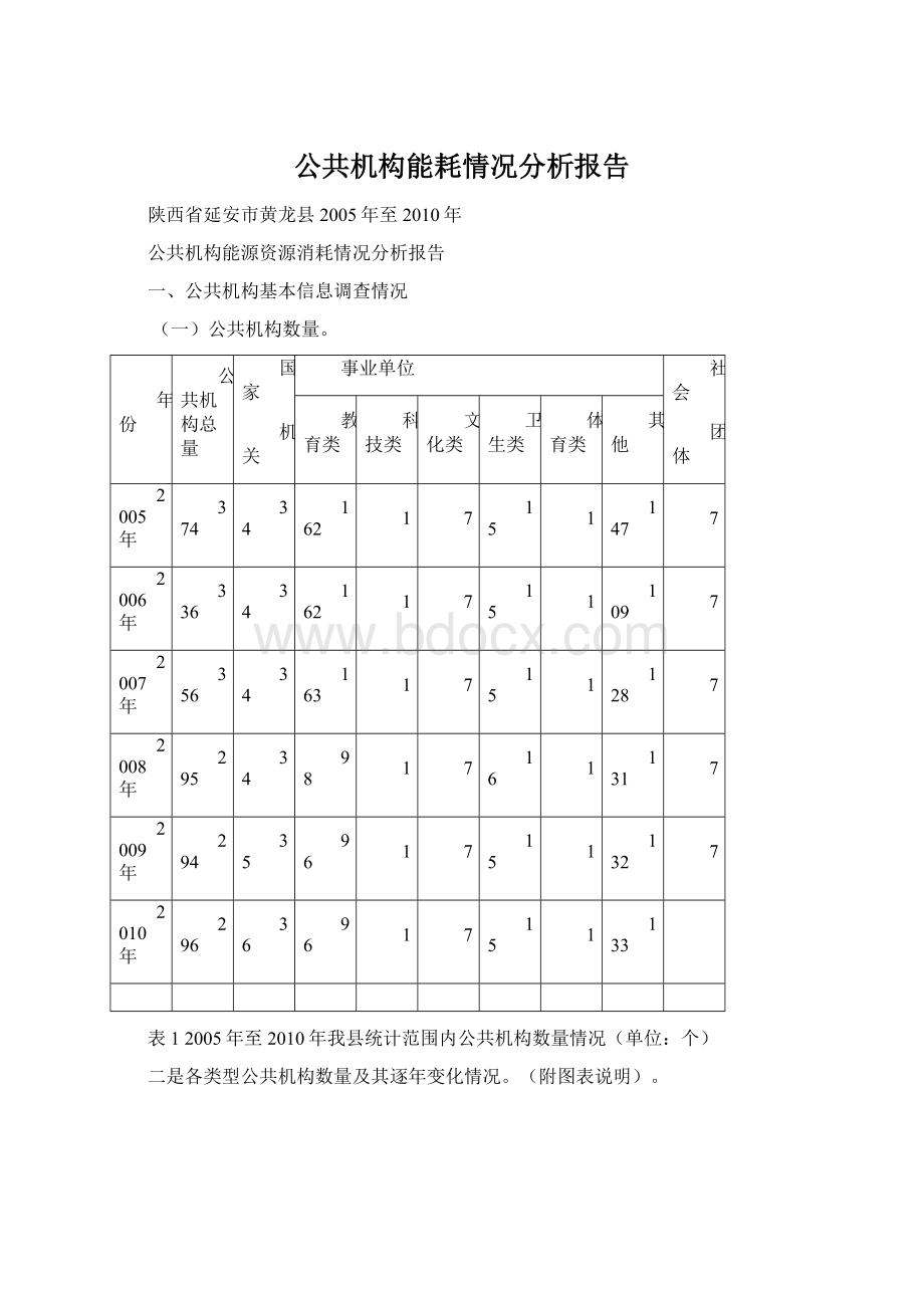 公共机构能耗情况分析报告Word文件下载.docx