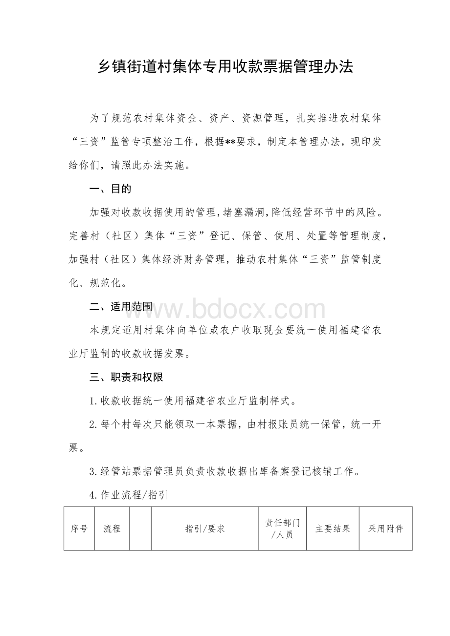 乡镇街道村集体专用收款票据管理办法Word格式.docx