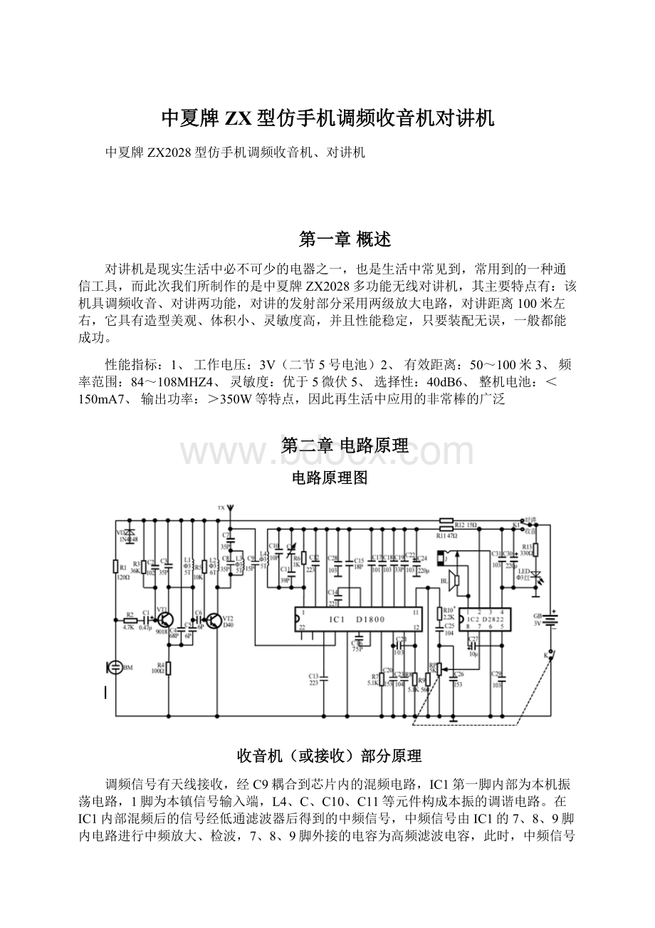 中夏牌ZX型仿手机调频收音机对讲机.docx