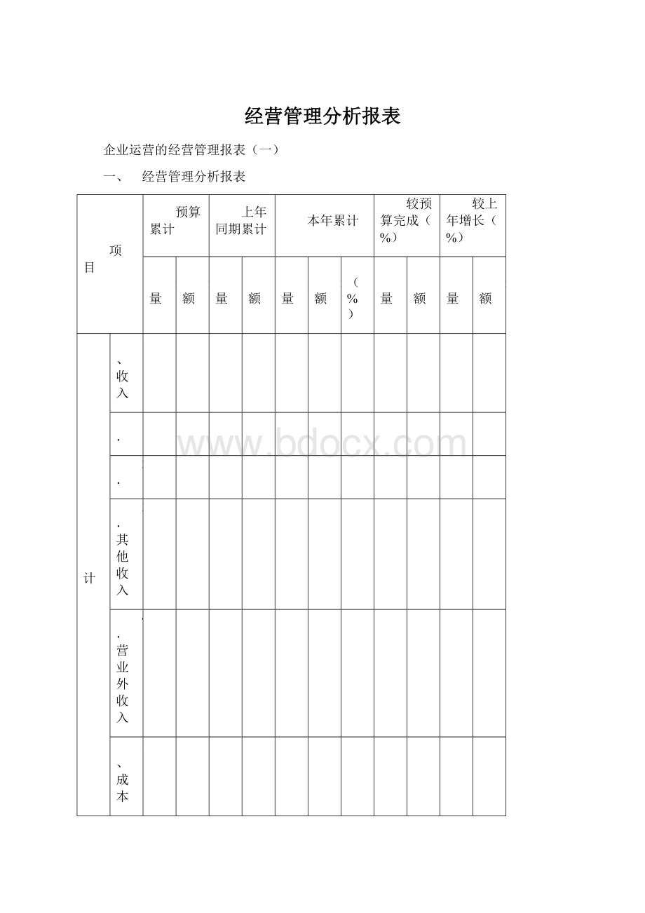 经营管理分析报表Word文档下载推荐.docx