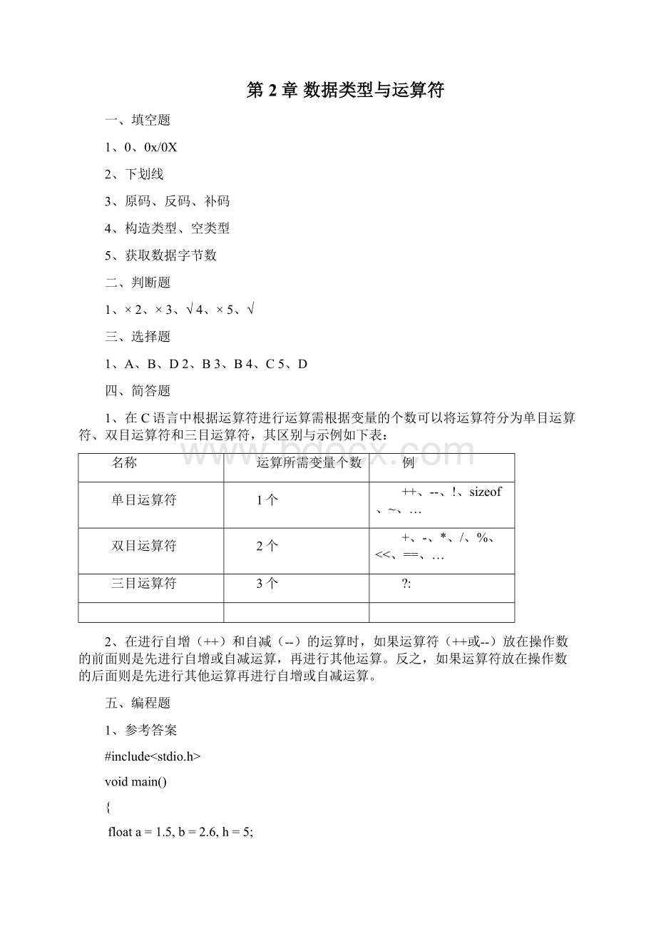 《C语言开发入门教程》习题答案Word下载.docx_第2页