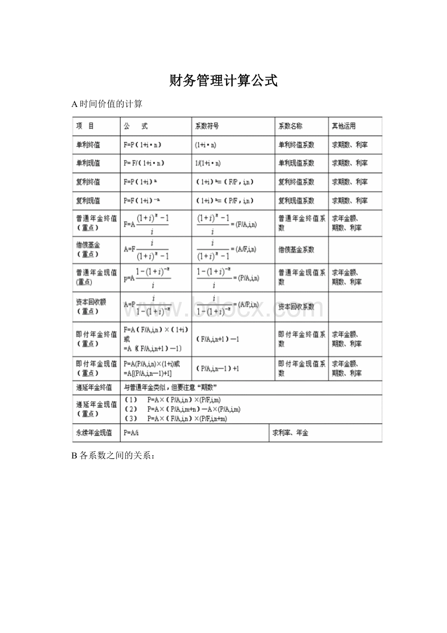 财务管理计算公式.docx