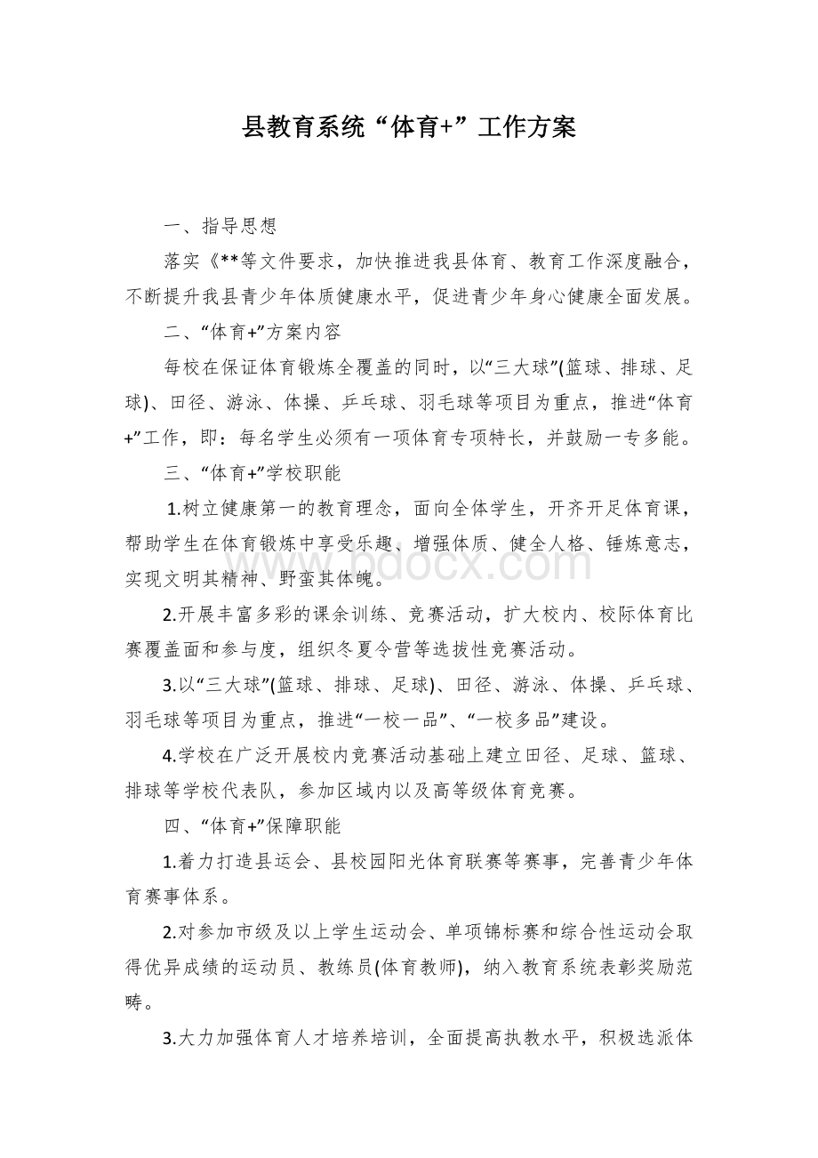 县教育系统“体育+”工作方案.docx