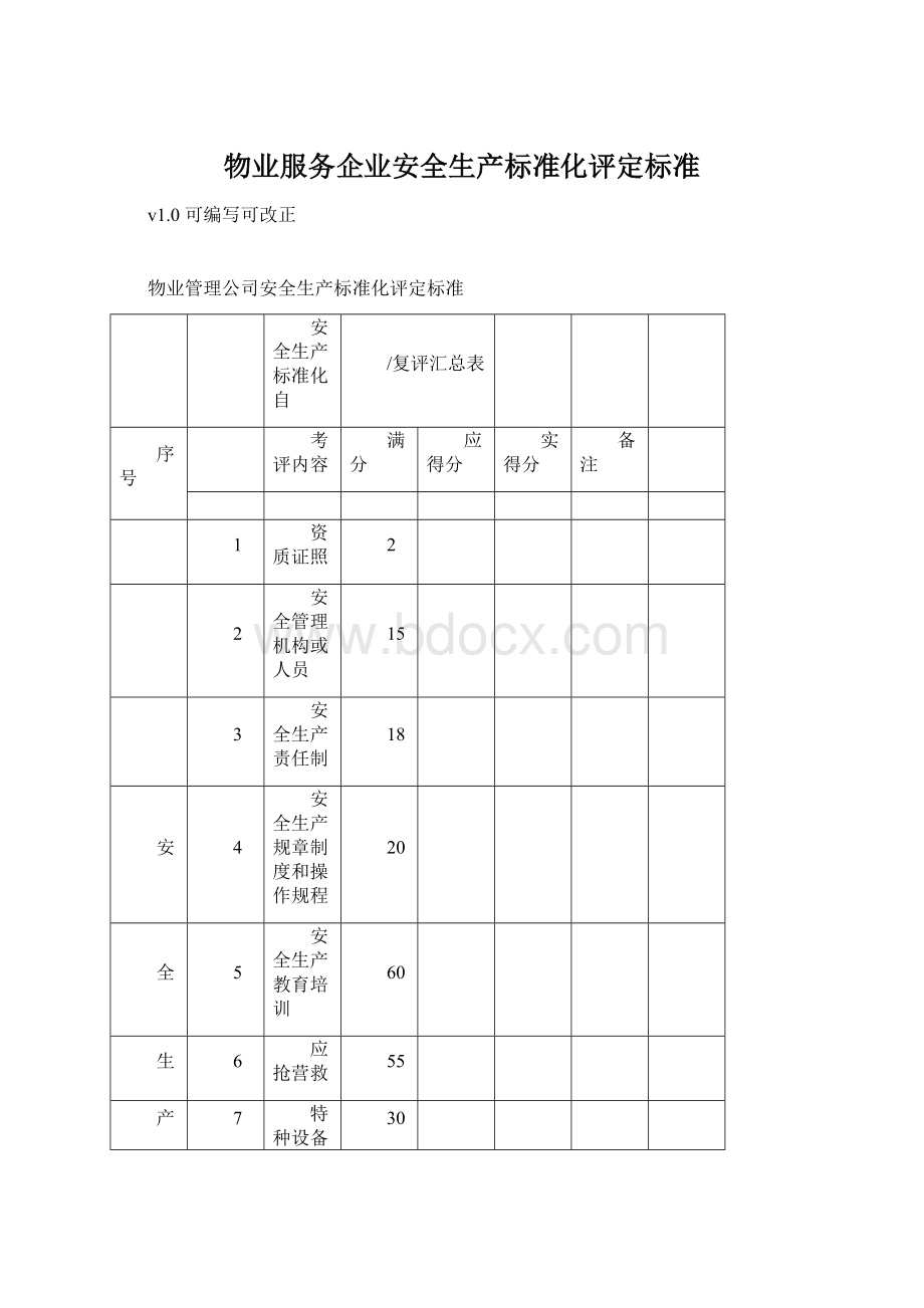 物业服务企业安全生产标准化评定标准.docx