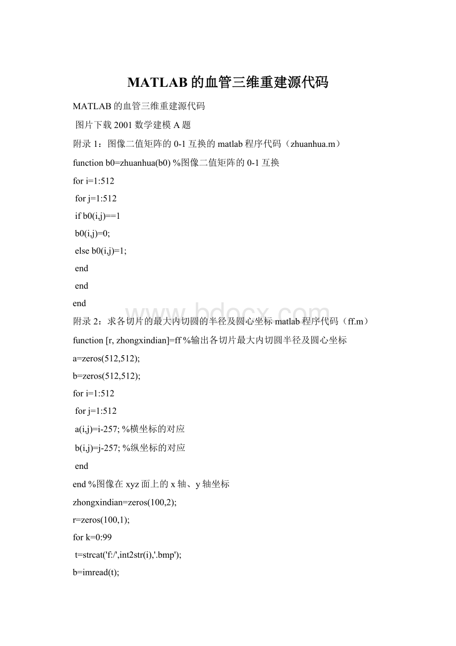 MATLAB的血管三维重建源代码Word格式.docx_第1页