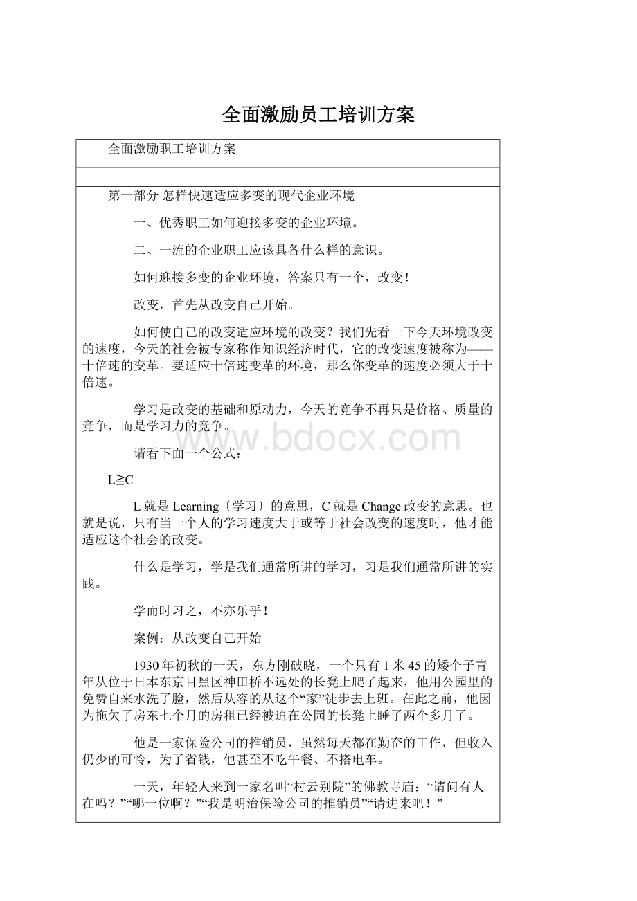 全面激励员工培训方案.docx