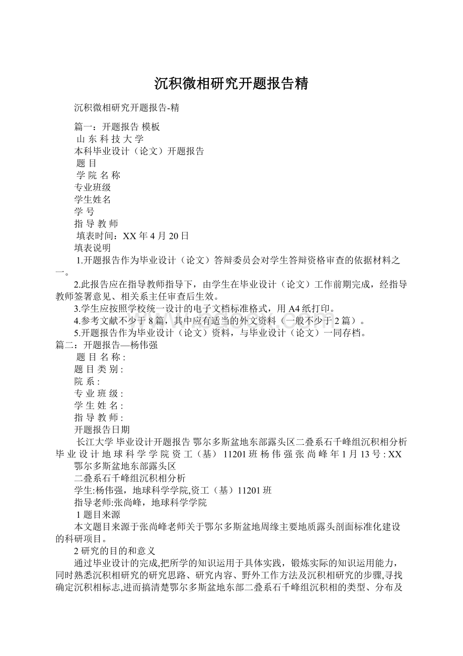 沉积微相研究开题报告精Word文件下载.docx_第1页