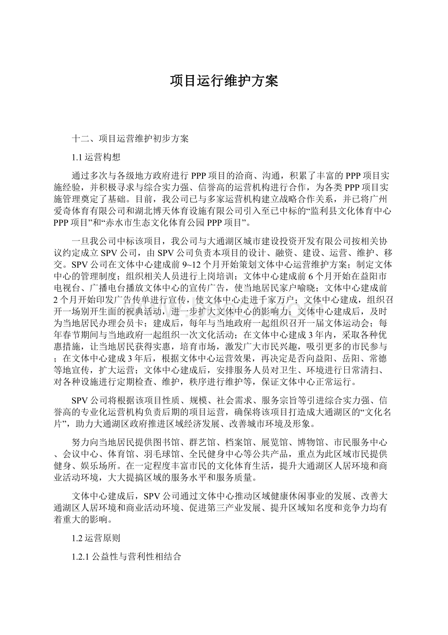 项目运行维护方案Word格式.docx