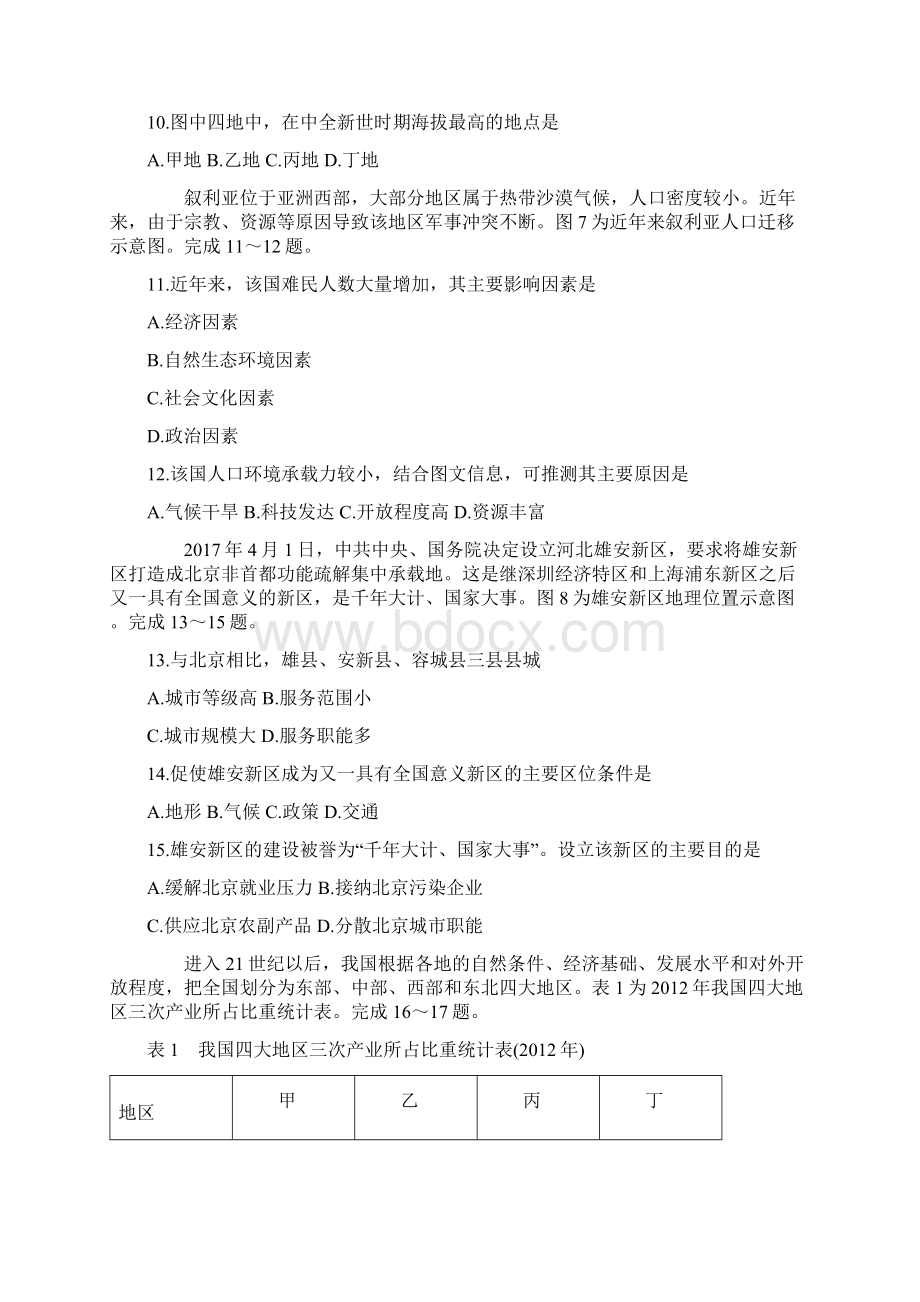 湖南学业水平考试地理真题及参考答案Word格式文档下载.docx_第3页