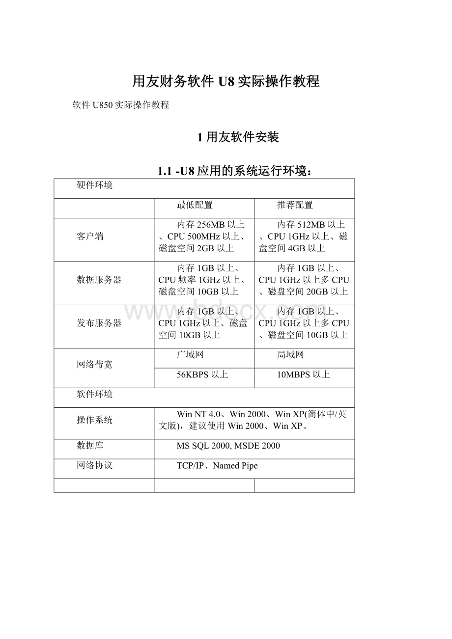 用友财务软件U8实际操作教程.docx_第1页