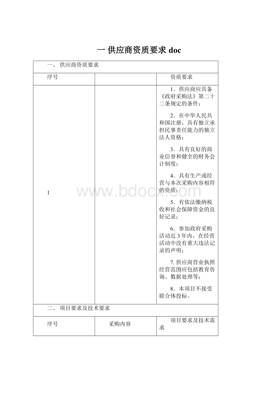 一 供应商资质要求docWord格式文档下载.docx_第1页