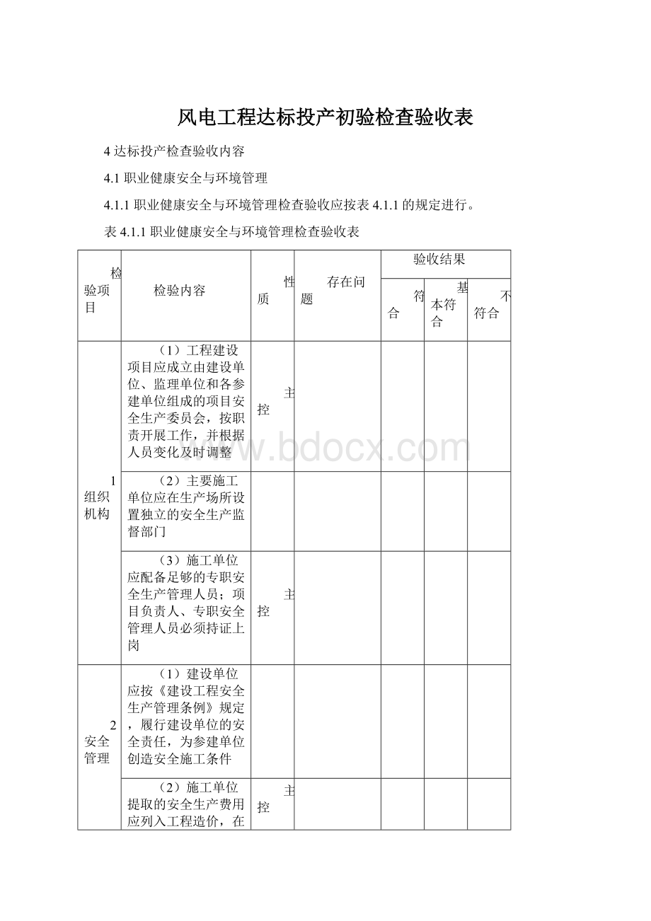 风电工程达标投产初验检查验收表Word格式.docx