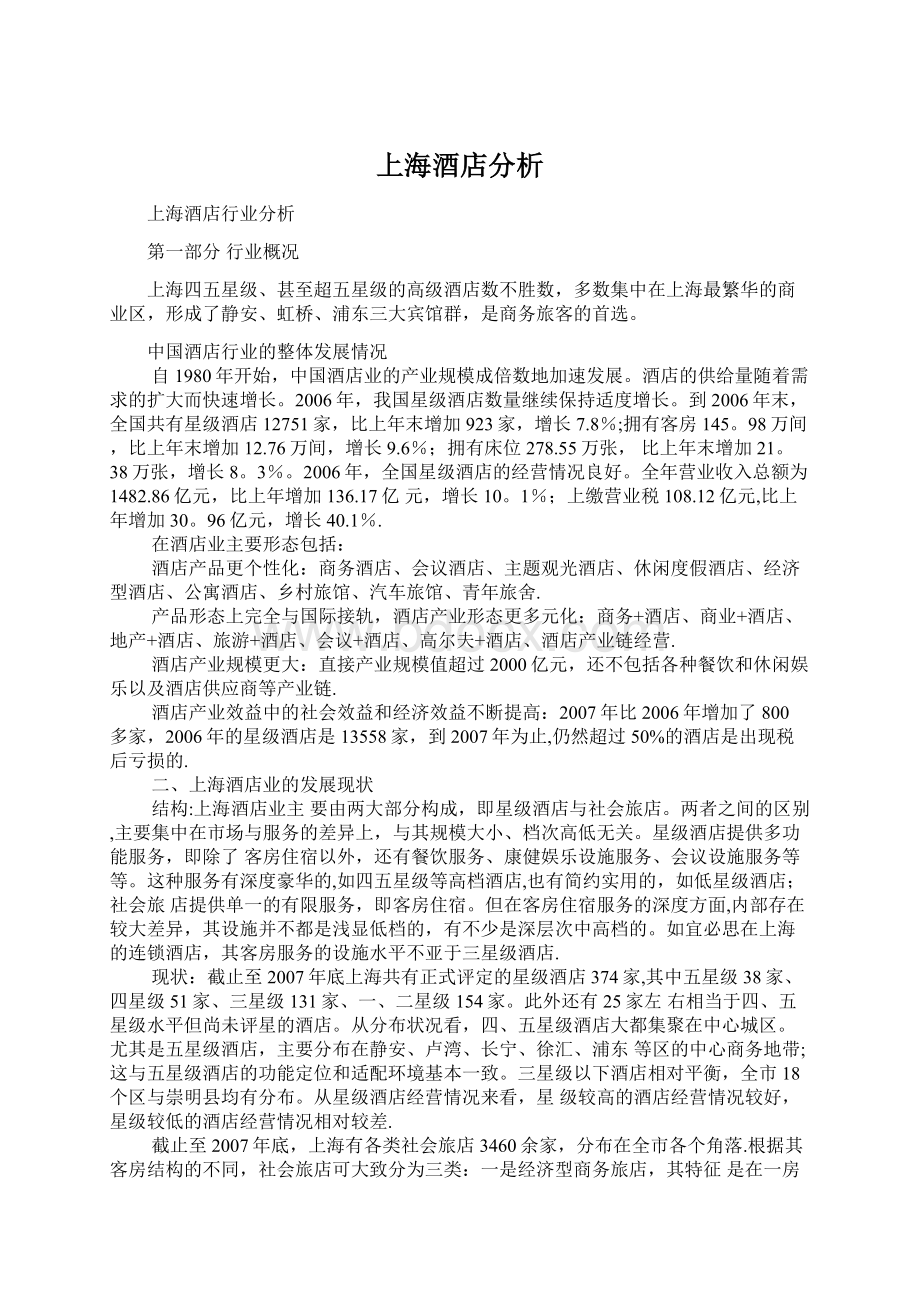 上海酒店分析文档格式.docx_第1页