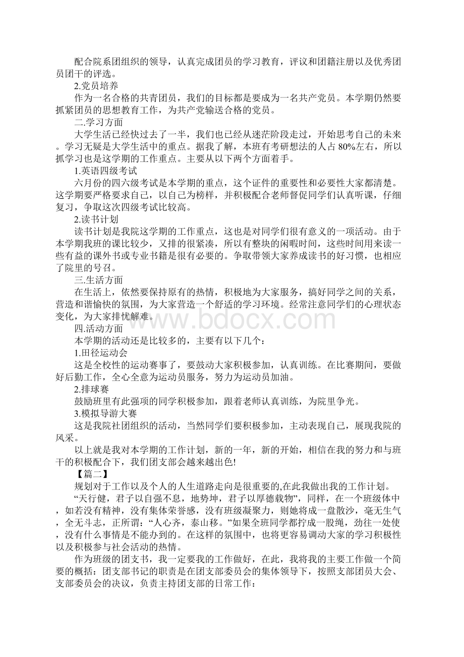 团支部书记工作计划模板实用版.docx_第2页