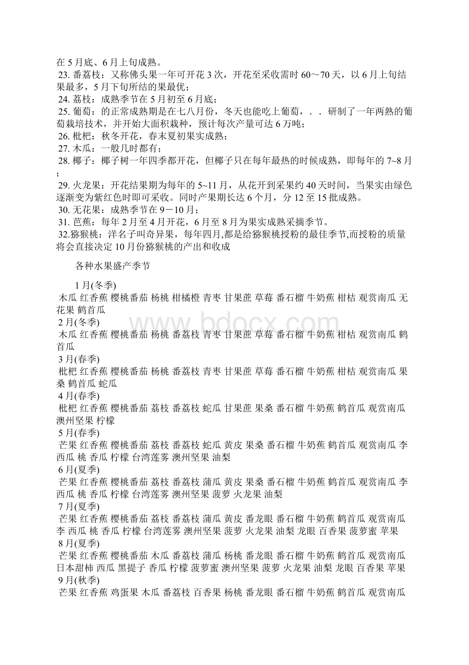 各种水果地成熟季节及功效文档格式.docx_第2页