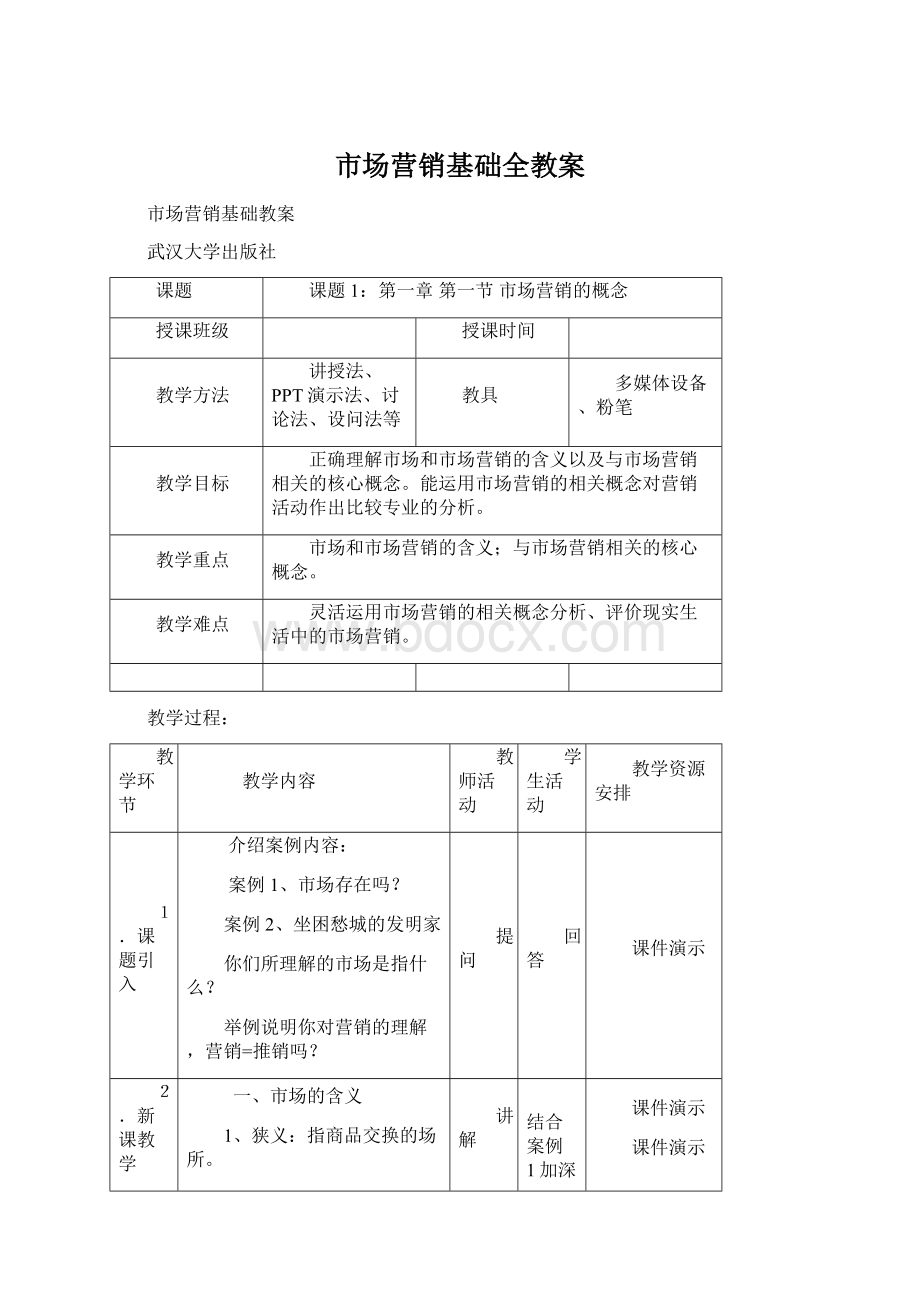 市场营销基础全教案文档格式.docx