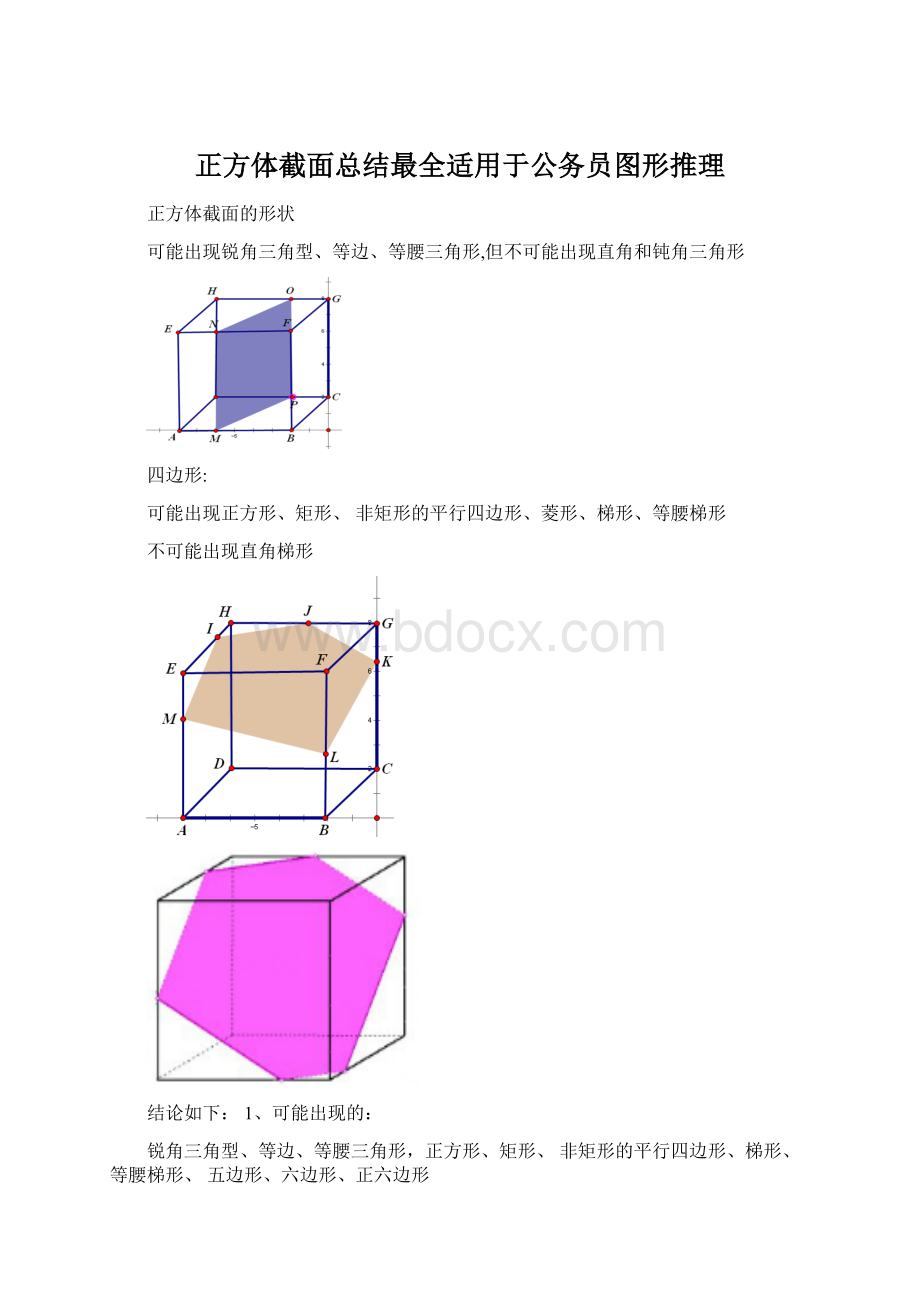 正方体截面总结最全适用于公务员图形推理.docx