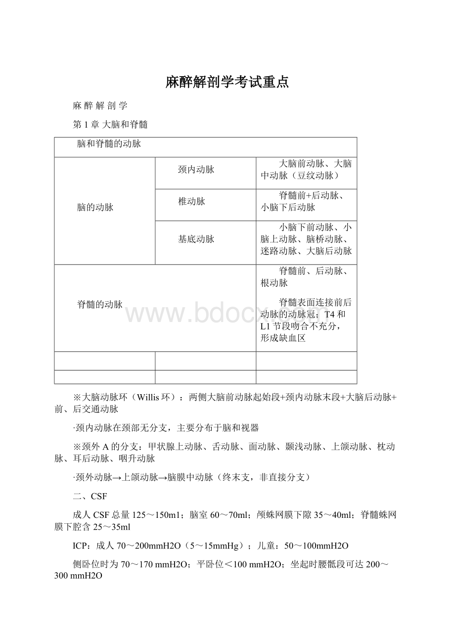 麻醉解剖学考试重点.docx