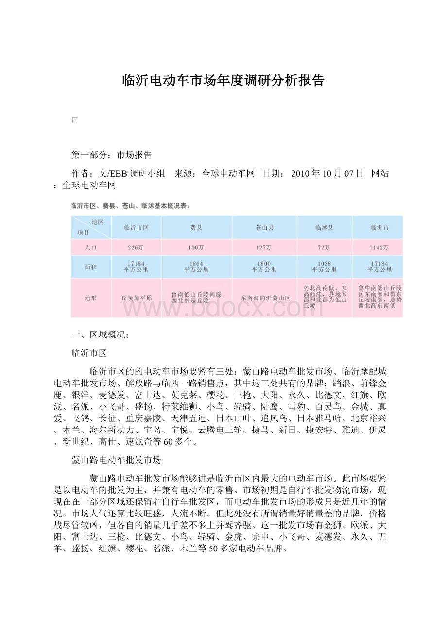 临沂电动车市场年度调研分析报告.docx