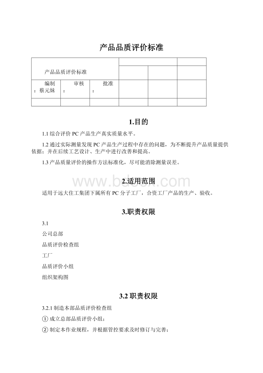 产品品质评价标准.docx