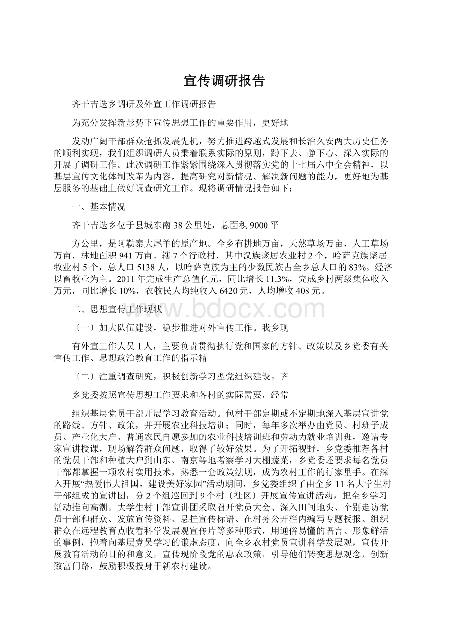 宣传调研报告Word文件下载.docx