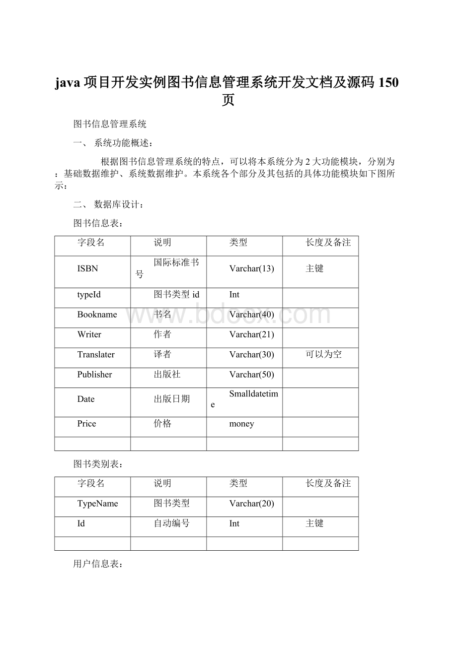 java项目开发实例图书信息管理系统开发文档及源码150页.docx_第1页