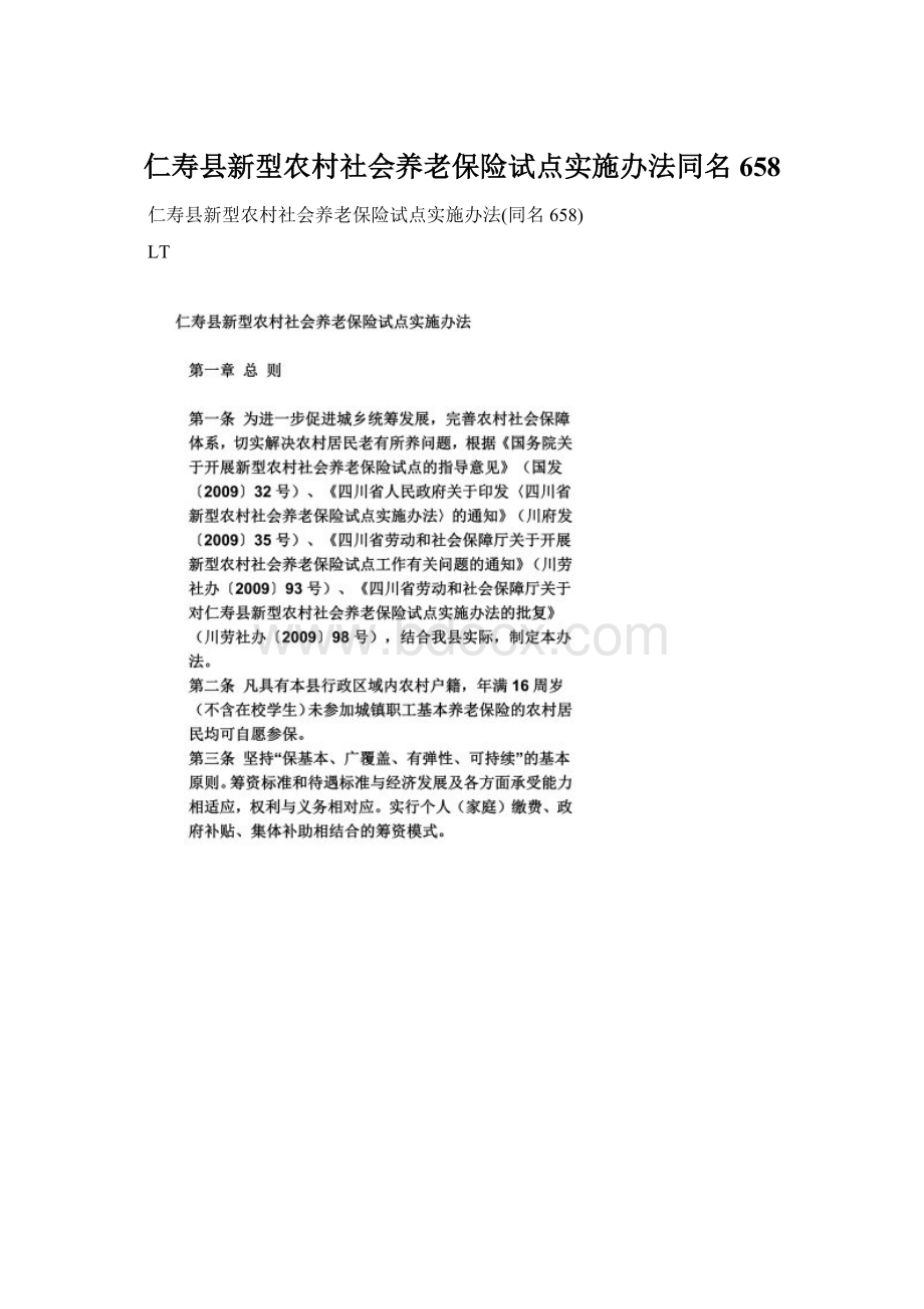 仁寿县新型农村社会养老保险试点实施办法同名658Word格式文档下载.docx