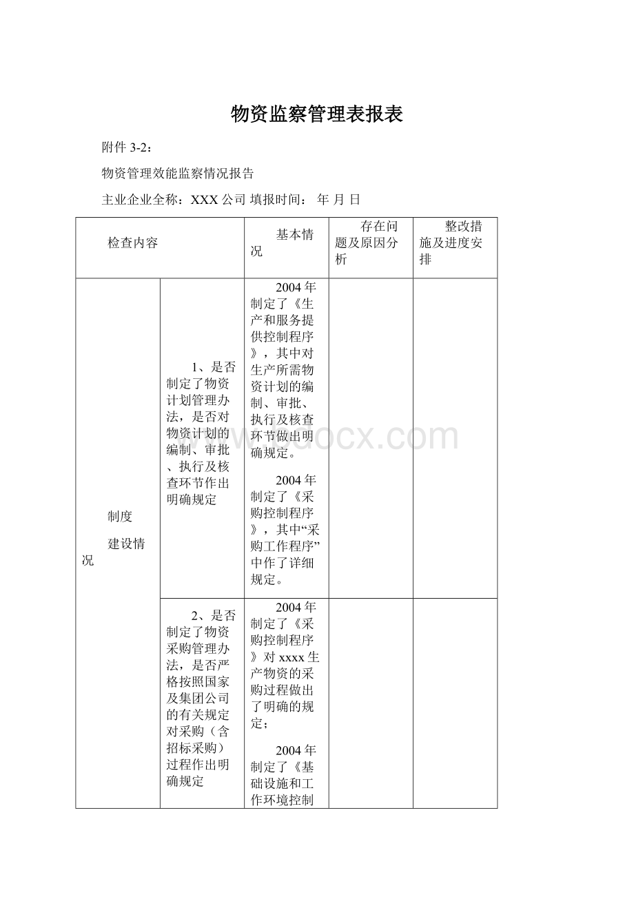 物资监察管理表报表.docx_第1页