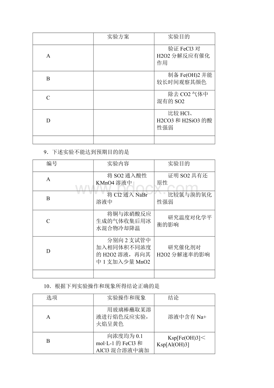 高考化学实验题专题训练.docx_第3页