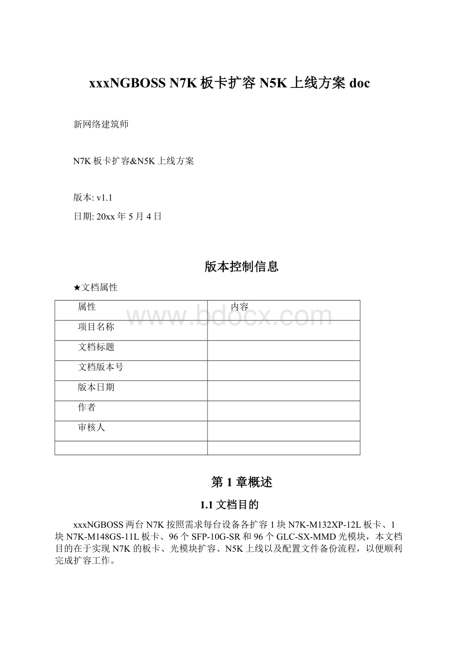 xxxNGBOSS N7K板卡扩容N5K上线方案doc.docx