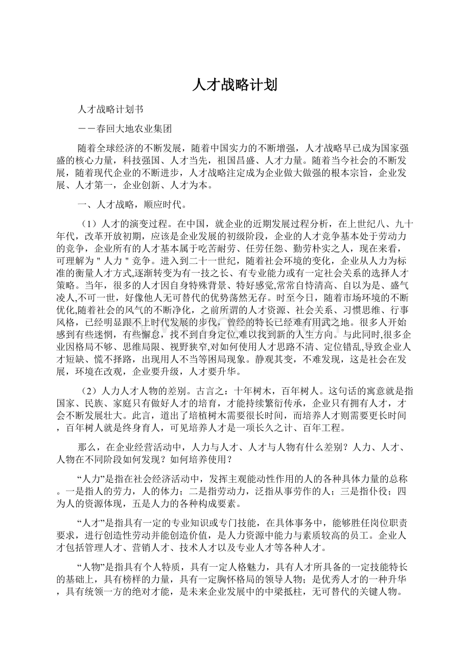 人才战略计划Word下载.docx