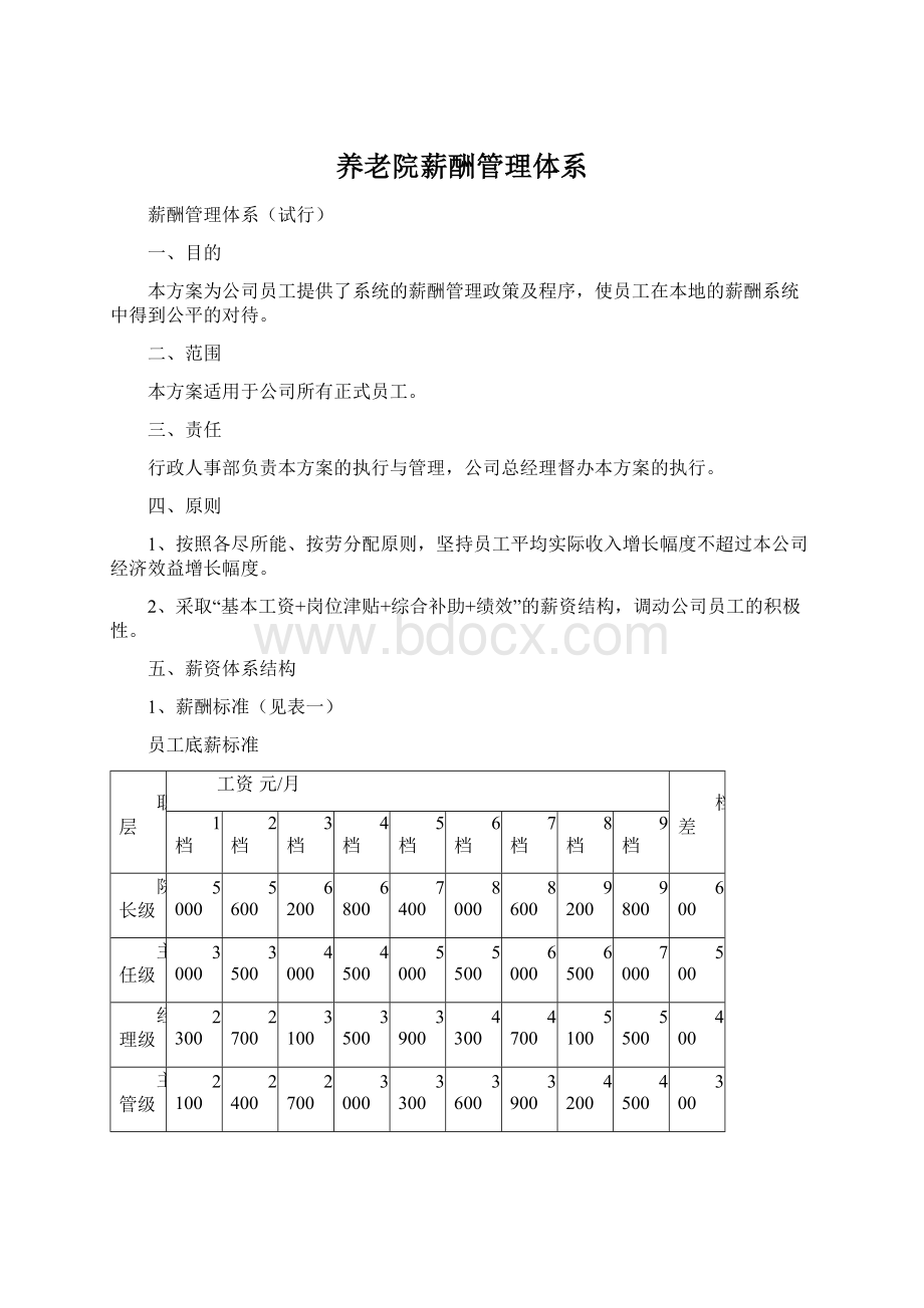 养老院薪酬管理体系Word下载.docx_第1页