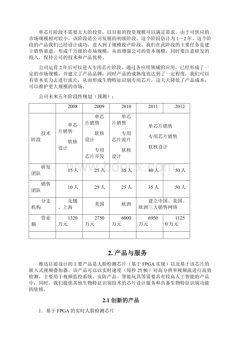 维迅科技芯片级生物特征识别项目商业计划书Word文档格式.docx_第2页