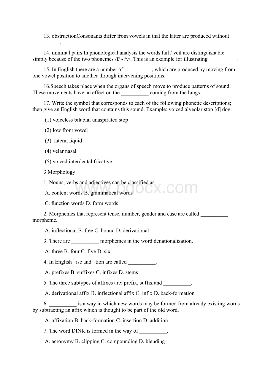 英语语言学各章节题目Word格式.docx_第3页