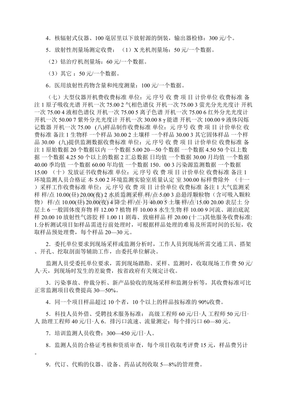 云南省环境监测收费项目和收费标准Word格式.docx_第3页