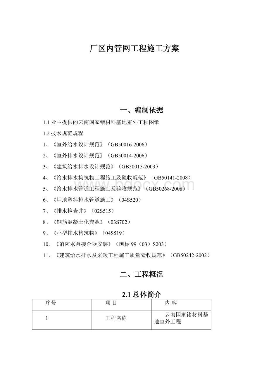 厂区内管网工程施工方案.docx