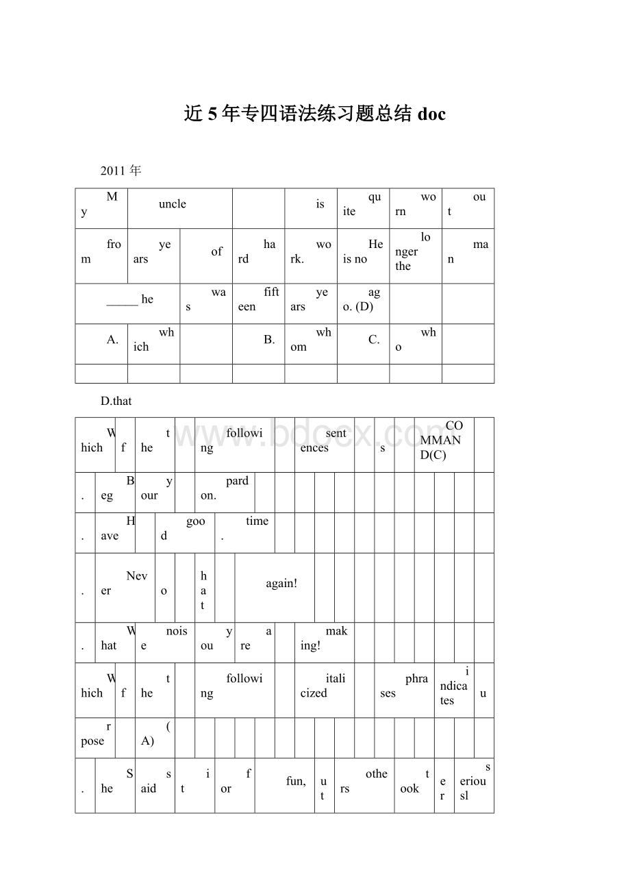 近5年专四语法练习题总结doc.docx