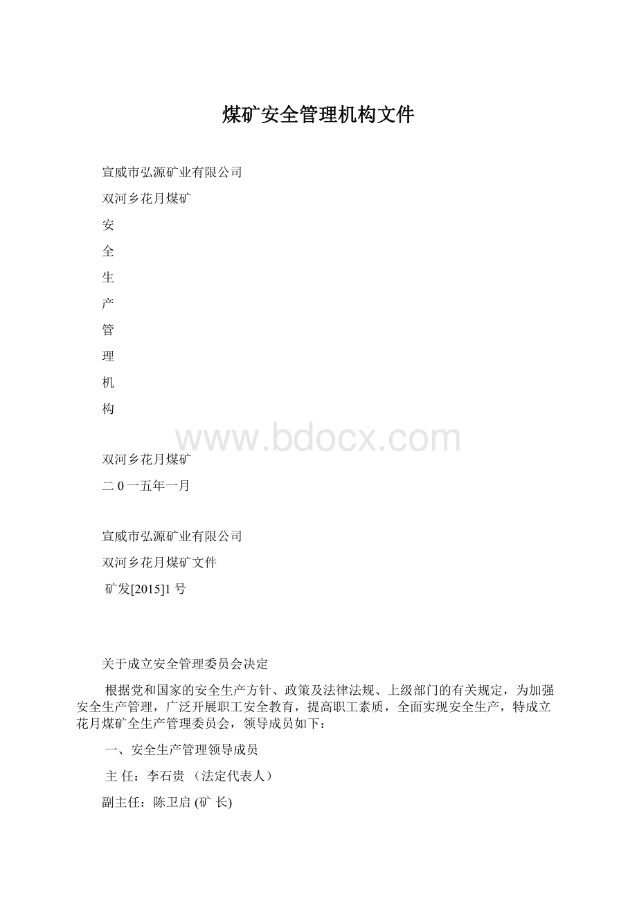 煤矿安全管理机构文件Word格式.docx_第1页