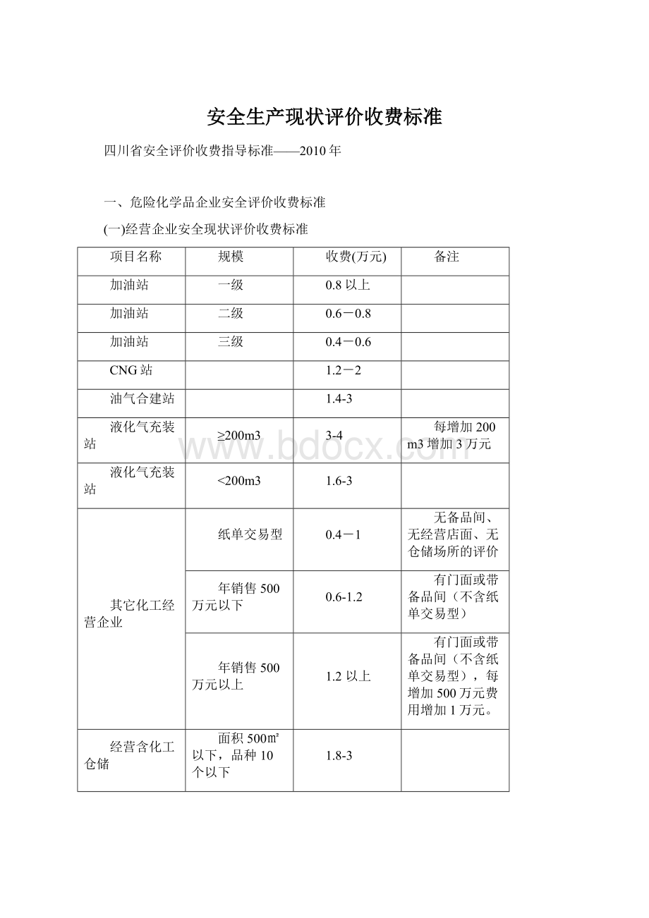 安全生产现状评价收费标准.docx