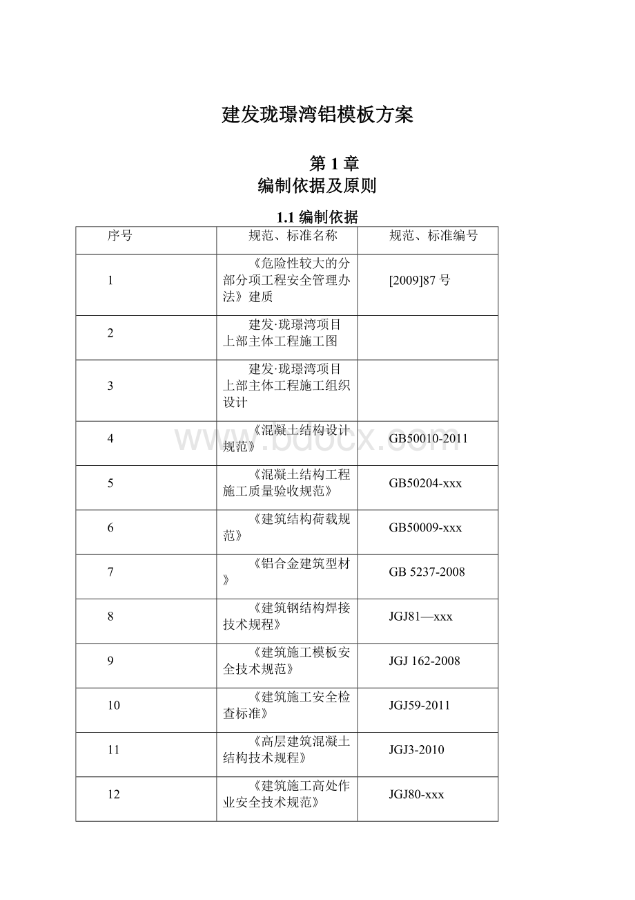 建发珑璟湾铝模板方案Word下载.docx