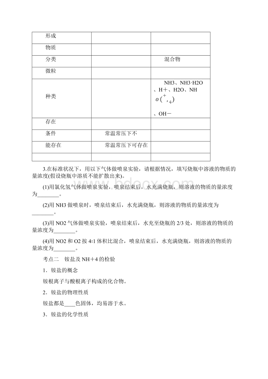 高考化学一轮复习教案 第4章 第6讲《氨和铵盐》Word文档格式.docx_第3页