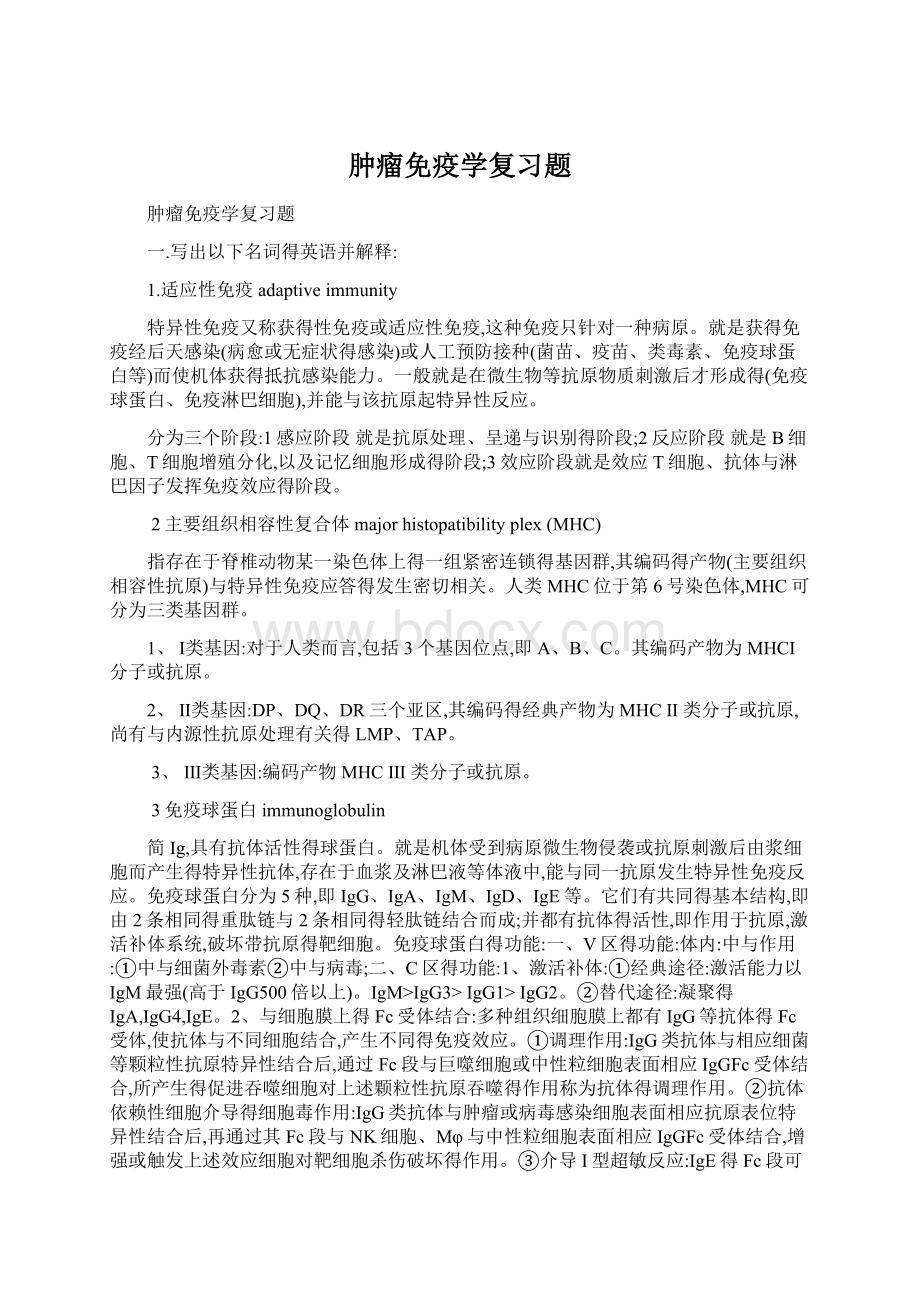 肿瘤免疫学复习题文档格式.docx