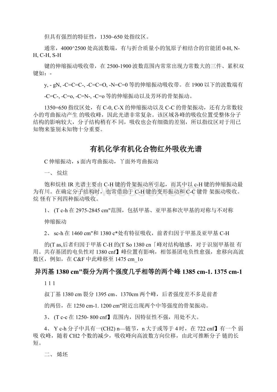 总结红外光谱频率与官能团特征吸收峰Word格式文档下载.docx_第2页