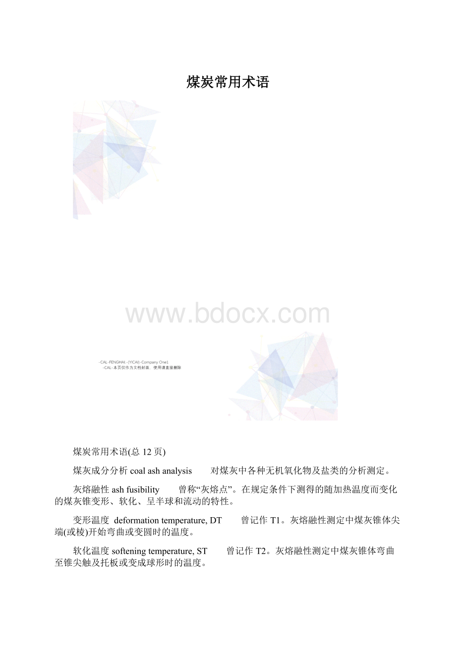 煤炭常用术语Word格式.docx