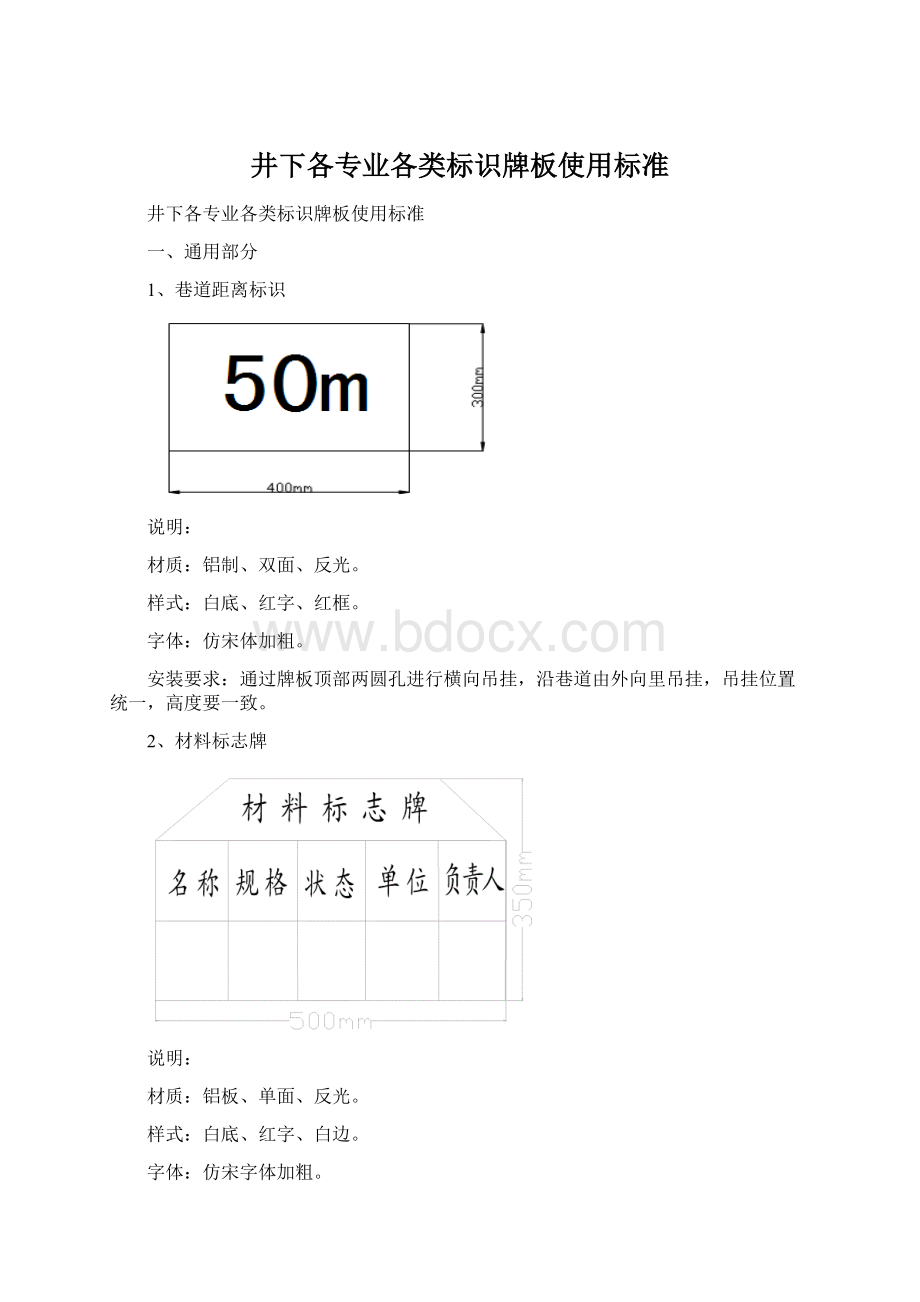 井下各专业各类标识牌板使用标准文档格式.docx_第1页