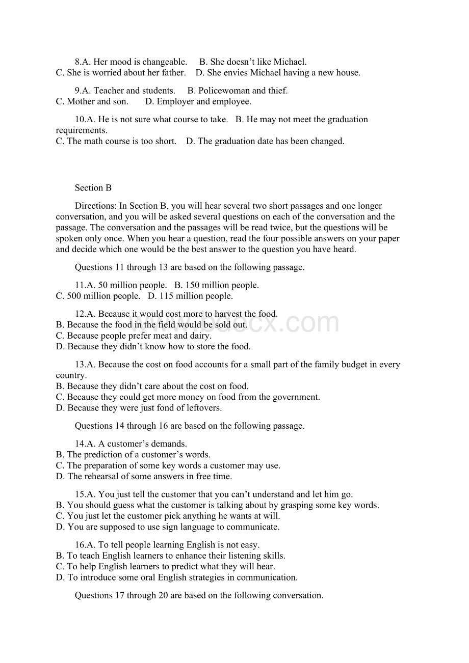 高三二模届徐汇区高三英语二模准官方版答案听力含原文出处.docx_第2页