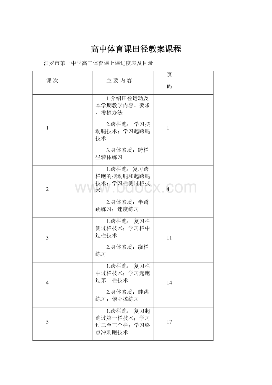 高中体育课田径教案课程.docx_第1页