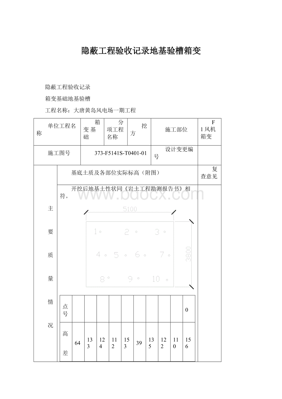 隐蔽工程验收记录地基验槽箱变Word下载.docx